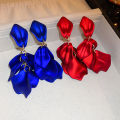 Matte Petal Tassel Earrings for Women Light Luxury Fashion Blue Drop Earring Personality All-match Jewelry Wholesale Female. 