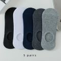5 Pairs of MEN/WOMEN Invisible Socks and Slippers Boat Socks, Cotton Silicone Anti Slip Summer Solid Color MEN'S Ankle Socks. 