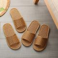 Spring and summer bamboo woven rattan and grass lovers straw mat slippers indoor wooden floor home linen slippers. 