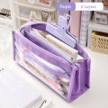 Six Layer Large Capacity Pencil Bag Pen Case Stationery Supplies High Appearance Aesthetic Transparent PVC Storage Organizer. 