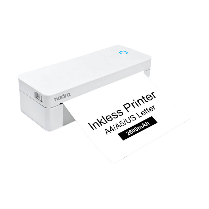 Portable A4 Printer for High Professionals - Ideal for Office Document Printing Wireless Bluetooth Inkless Thermal Printing Tech Perfect for Field Work, Assignments, On-the-Go Travel - Nadra A401