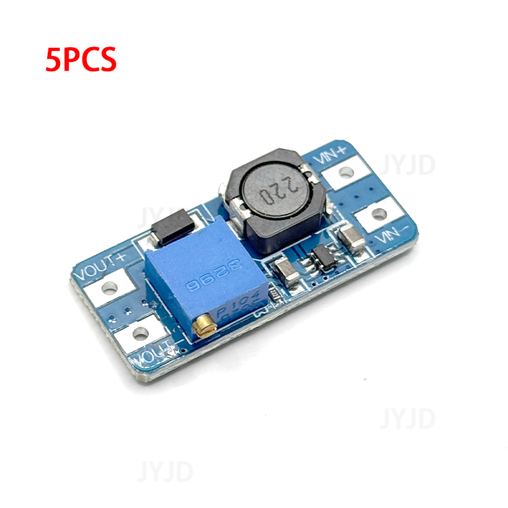 5 Stuks MT3608 DC-DC Step-up Boost Converter – 2A Max, 2,6-24V Ingang, 28V Uitgang, Compacte Module