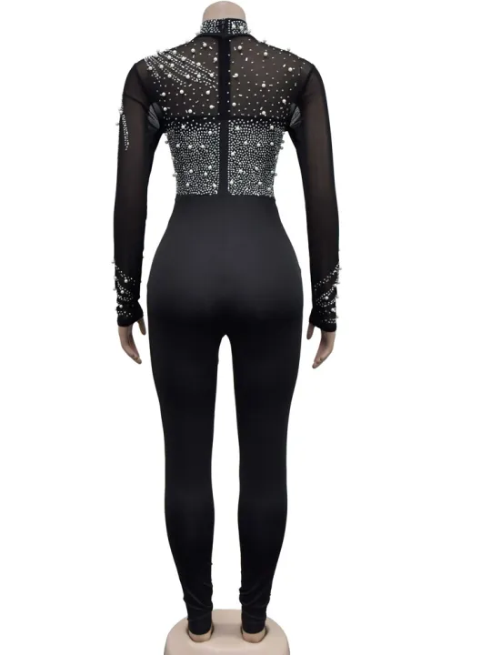 Beyprern%20Women's%20Sheer%20Mesh%20Crystal%20Jumpsuits%20One%20Piece%20Outfits%20Glam%20Fitted%20Long%20Sleeve%20Pearls%20Rhinestone%20Rompers%20Club%20Overalls%20-%20Image%205