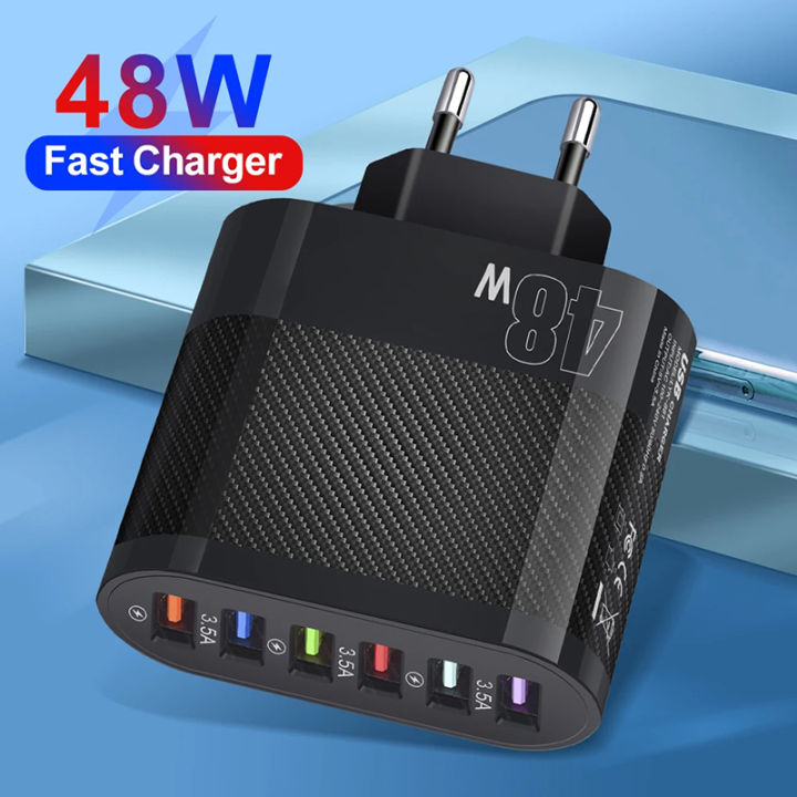 6 Ports USB Travel Charger Fast Charge QC 3.0 Wall Charging For iPhone US EU Mobile Plug Charging Adapter