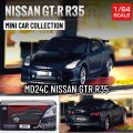 Scale 1/64 Mini Car Model, NISSAN GTR R35 Black Replica Miniature Art Vehicle Metal Diecast Collectible Toy for Kid Boy. 