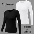 Women's Compression Shirt Athletic Yoga Running Long Sleeve T-Shirt Spring Fall Gym Workout Stretchy Baselayers Rash Guard Tops.