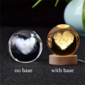 6/8cm 3D Crystal Ball Glass Planet LED Warm Night Light Laser Engraved Solar System Globe Universe Birthday Gift Wooden Base. 