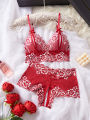 Lace Contrast Color Lingerie Bra And Panties Sets Underwear Set Women Suits. 