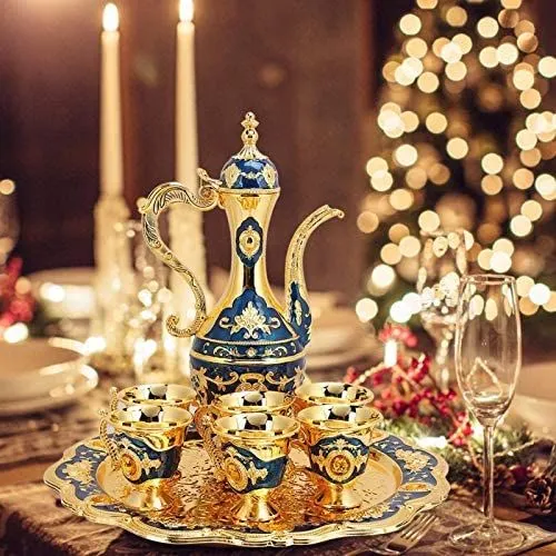 Vintage%20Turkish%20Coffee%20Pot%20with%206%20Coffee%20Cups,%20Metal%20Turkish%20Tea%20Set%20Including%20Craft%20Tea%20Tray%20Teapot%20and%20Tea%20Cups%20for%20Wedding%20Gift%20-%20Image%204