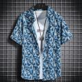 Hawaiian beach shirts Men's short-sleeved casual shirts Seaside vacation quick-drying clothes Loose floral tops. 