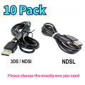 10-Pack USB Charging Cord for 3DS, NDSL, NDSi & DS Lite - 1.2m Black Power Cable Wire.