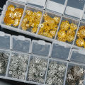 1box Mixed Bead Caps for Jewelry Making Bulk Gold Beads Supplies Flower Metal Spacer Shaped Bracelet Necklace Accessories. 