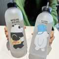 1000ML Water Bottles Cute Panda Bear Cup 1000ml With Straw Transparent Cartoon Water Bottle Drinkware Frosted Leak-proof Protein Shaker. 