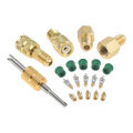 20pcs/set Mini Split R410A R134A Adapters 5/16" 1/4" SAE Plug 1/2" Acme Male To Female Brass Fitting Kit with Valve Core Remover. 