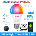 Smart Zigbee 3.0 LED Light Bulb Dimmable Color E27 E26 B22 RGBCW 2700-6500K Lamps For Alexa  Home Smartthings 110V 220V. 