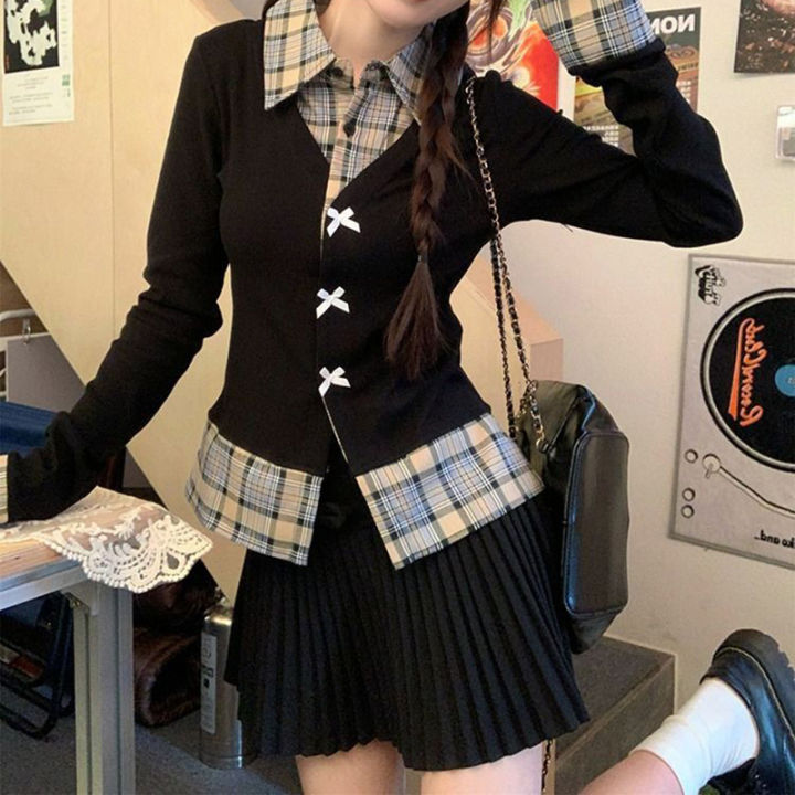 Female%20T-shirts%20Chic%20Long%20Sleeves%20T-shirts%20Girls%20Chic%20Designer%20Patchwork%20Tops%20Women%20Korean%20Sweet%20Bowknots%20Clothes%20-%20Image%206