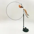 Funny Simulation Bird Interactive Cat Feather Toy with Bell Sucker Cat Stick Toy for Indoor Kitten Play Chase Exercise Cat Toy. 