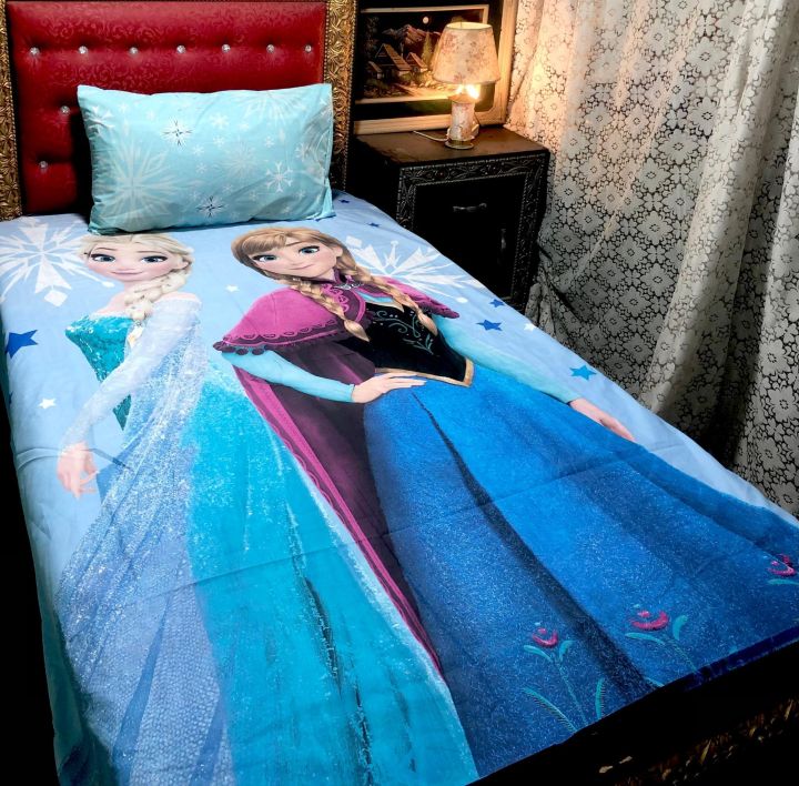 Kids Printed Bedsheets(stitched) | Cartoon Printed Bedsheets/ Cute Cartoon Printed Bedsheets For Boys and Girls/ Frozen Elsa And Anna Bedsheet for kids room/ Spiderman bedsheet / Dragon ball bedsheets