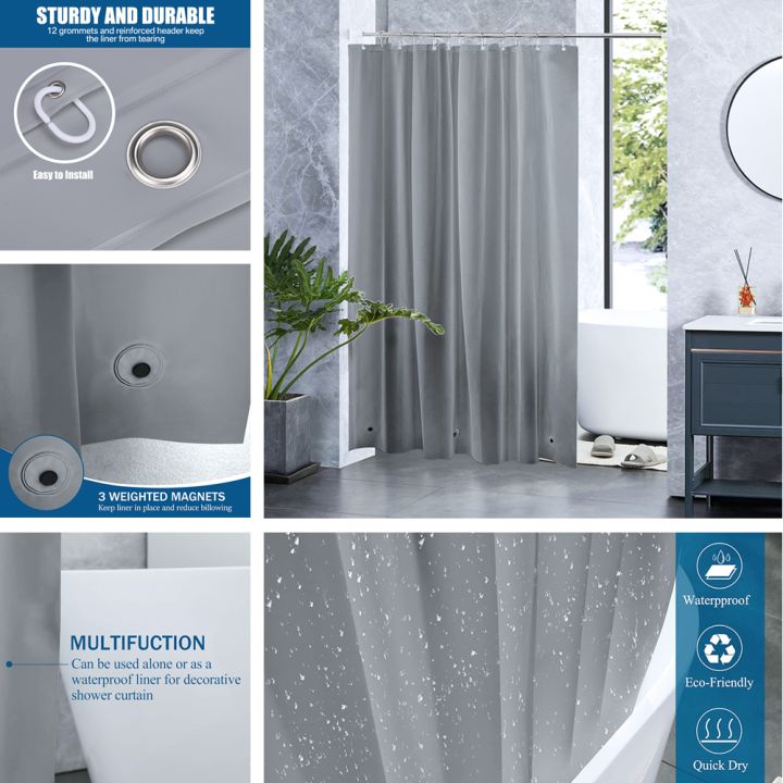 PEVA%20Shower%20Curtain%20Waterproof%20Plastic%20Clear%20Bath%20Curtains%20Transparent/Colorful%20Bathroom%20Curtains%20Mildew%20Home%20Luxury%20with%20Hooks%20-%20Image%206