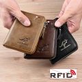 Mens Wallet Leather Business Card Holder Zipper Purse Luxury Wallets for Men RFID Protection Purses Carteira Masculina Luxury. 