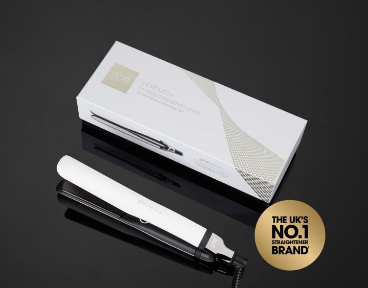 GHD Platinum+ Hair Straightener in White Ultimate Smart Styler that Predicts your Hair’s needs with 70% stronger hair*, 75% more shine