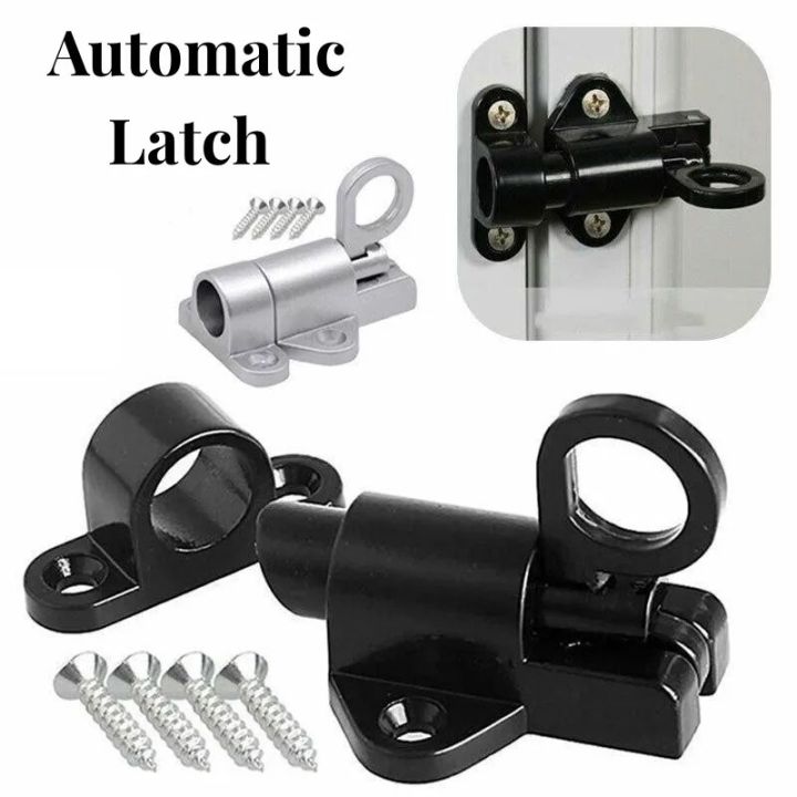 Aluminum Alloy Black/Gray Window Gate Security Pull Ring Spring Bounce Door Bolt Automatic Latch Lock Black Grey Window
