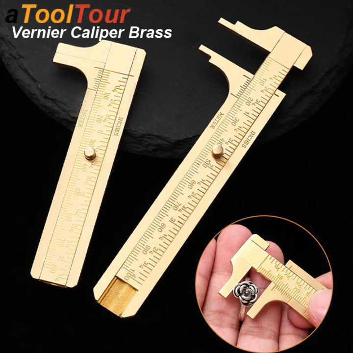 Mini Vernier Caliper Brass Metric Imperial MM INCH Small Portale Ruler ...