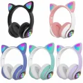 STN28 LED Cat Ear Headset Noise Cancelling Headphones Bluetooth 5.0 Colorful Kids Headset Support TF Card 3.5mm Plug with Mic.