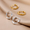 Stainless Steel Irregular Twist Earrings for Women Gold Color Round Hoop Earrings Fashion Jewelry Wedding  Free Shipping. 