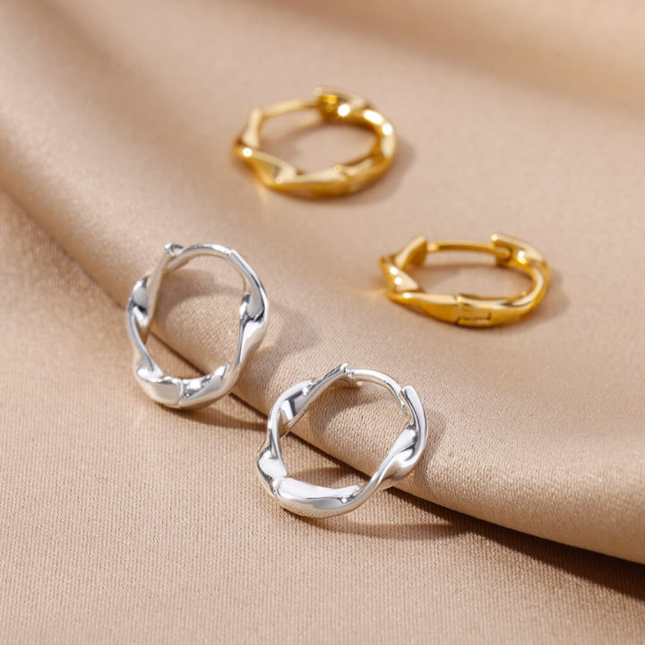 Stainless%20Steel%20Irregular%20Twist%20Earrings%20for%20Women%20Gold%20Color%20Round%20Hoop%20Earrings%20Fashion%20Jewelry%20Wedding%20%20Free%20Shipping%20-%20Image%203