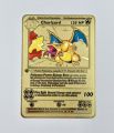 Pokémon card golden Charizard holographic 1st edition. 