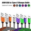 USB A to Type C Fast Nylon Braided Cables Wire Charger Cable For Android Phone Charger Cable Accessories.