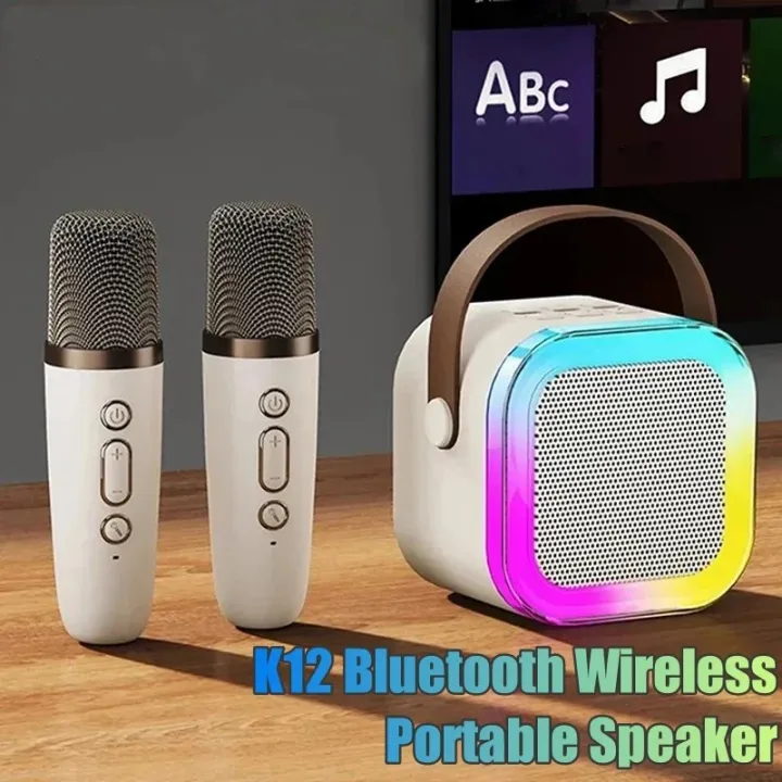 K30 Bluetooth Wireless Portable Speaker Multi-function Karaoke with 1-2 Microphone Small Home Ktv Music Player For Kids Adults