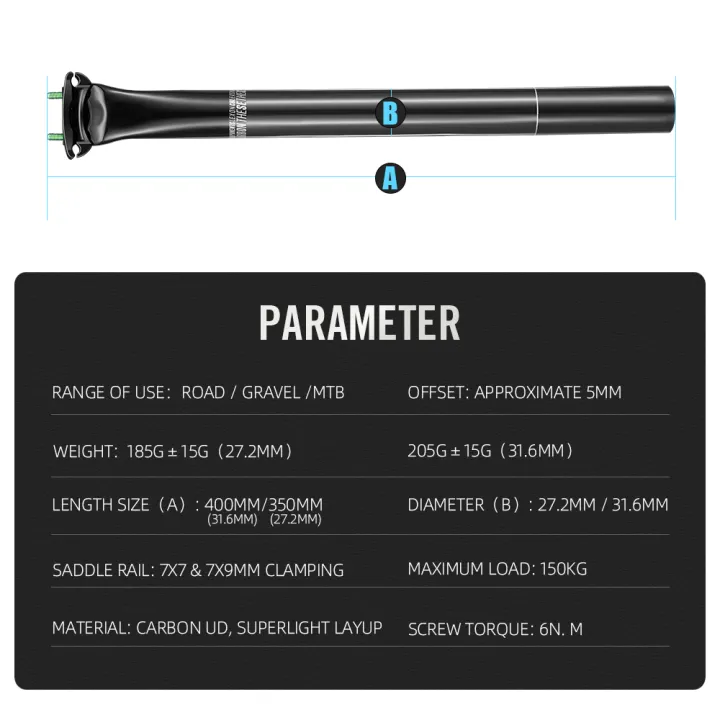 Lexon%20Carbon%20Seatpost%2027.2/31.6MM%20Bike%20%20MTB%20Road%20Gravel%20400MM%205mm%20offset%20seat%20Tube%20Mountain%20Cycling%20FOR%20Bicycle%20Accessories%20-%20Image%206