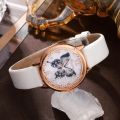 5PCS Set Luxury Watch Women Butterfly Necklace Earrings Bracelet Set Watches Leather Band Ladies Simple Dress Quartz WristWatch.