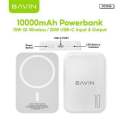 With Warranty BAVIN 10000mAh Power Bank with 15W Wireless Charging, 20W USB-C Fast Charge, Portable Battery Pack for Smartphones & Devices (Model PC1016). 