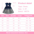 VIKITA Girls Flare Sleeve Summer Dress Kids Unicorn Print Birthday Party Mesh Tulle Princess Elegant Dresses Girl Gradient Dress. 