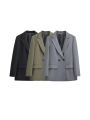 Women's Double Breasted Office Wear Blazer Coat, Long Sleeve, Flap Pockets, Female Outerwear, Chic Tops, Fashion.