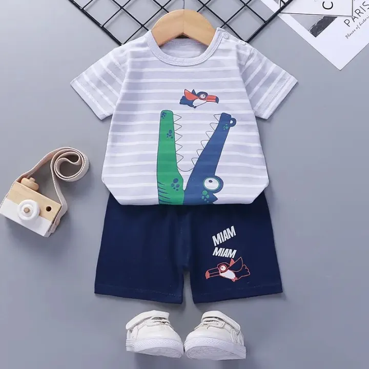 Baby%20T-Shirt+Shorts%20Two-piece%20Set%20Boy%20Girl%20Cotton%20Short%20Sleeve%20Kids%20Clothing%20Outfit%203-24M%20-%20Image%203