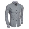 Men's Spring New Solid Color Simple Casual Korean Version Slim Fit Long Sleeve Shirt. 