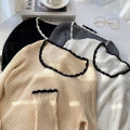 2026 Women Long Sleeve Slim Soft Tops Autumn Winter Square Neck Knitted Pullovers Casual Versatile Color Blocking Sweater.