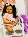 NPK 24 Inch Reborn Baby Doll Dark Brown Skin Lifelike Toddler Lottie Newborn Princess Girl Soft Touch 3D Art Doll. 