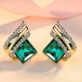 Huitan's Newest Square Earrings Women's Unique Circular Design Earrings Luxurious and Shiny Zircon Wedding Fashion Jewelry Gifts. 