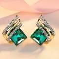 Huitan's Newest Square Earrings Women's Unique Circular Design Earrings Luxurious and Shiny Zircon Wedding Fashion Jewelry Gifts. 