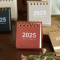 2025 Mini simple small desk calendar pocket portable calendar punch plan desktop decoration. 