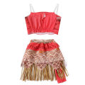 Ocean Adventure Cartoon Role Play Costume Moana Two Pieces Dress up for Girls Polynesian Style Vaiana Princess Costume Halloween. 
