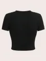 Simple Red Spider Prints Crop T-Shirt Street Cropped Navel Women Short Sleeve Comfortable Breathable Stretch Soft Female Clothes. 