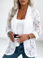 2026 New Women's Spring Suit Jacket, Lace Semi-permeable, Long-sleeved Suit Collar, Buckle-free Design, Office Women's Clothing. 
