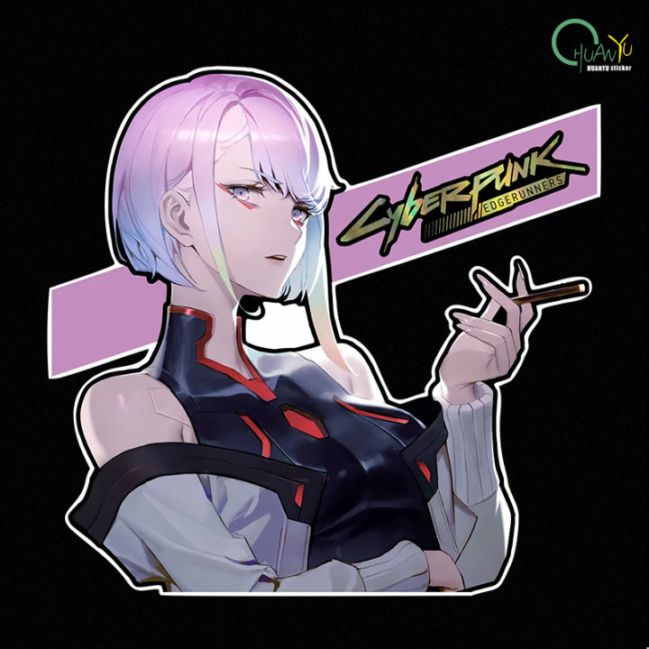 Cyberpunk anime Edge Runner 2D car sticker, Lucy waterproof car and motorcycle computer case sticker