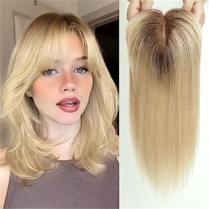 Ombre Blonde Hair Toppers For Women 100 Remy Human Hair Topper With ombre-blonde-hair-toppers-for-women-100-remy-human-hair-topper-with